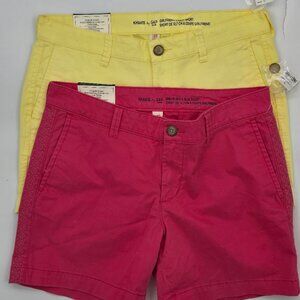 2 Gap Womens Khakis By Gap girlfriend Shorts 5" Pink/yellow color Sz 0/25 New.